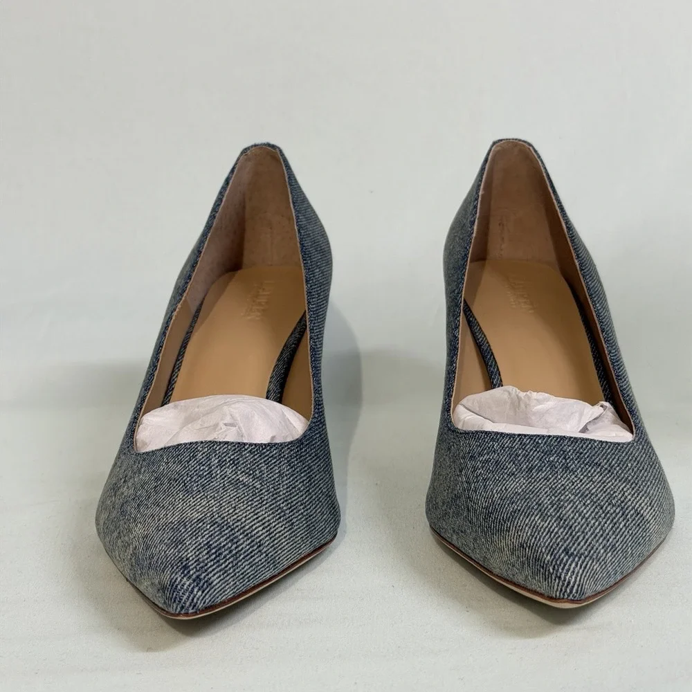 LAUREN‎ Ralph Lauren Size-9.5B Lanette Pointed Toe Pumps Heels Blue Denim